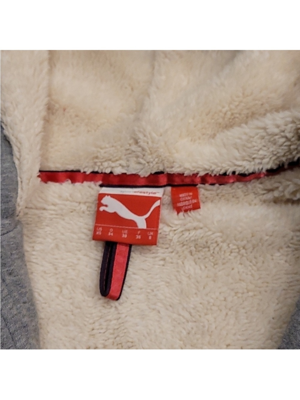Vintage Puma Sherpa Lined Full Zip Hoodie Gray Embroidered Logo Women’s XS Y2K - Picture 2 of 6